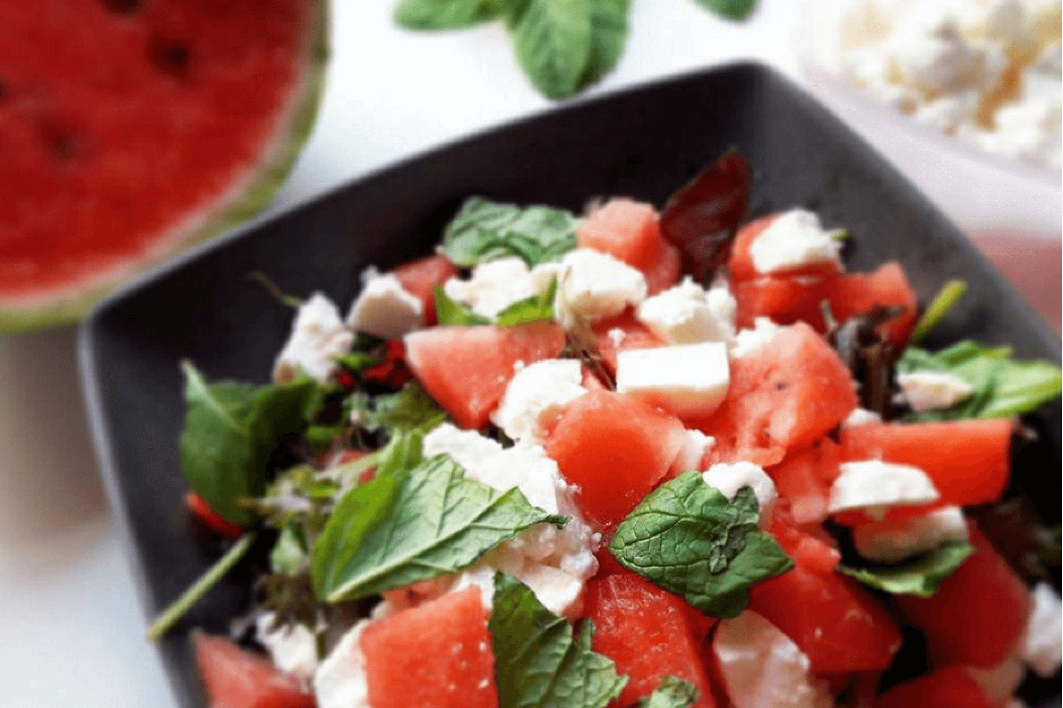 Wassermelonen-Feta Salat mit frischer Minze • fitnessfood4u